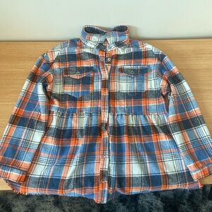 Orange and blue plaid flannel Size: M